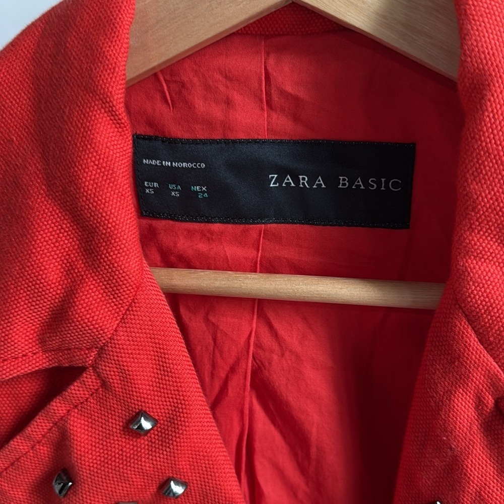 Zara Women's Red Studded Jacket - Picture 3 of 9